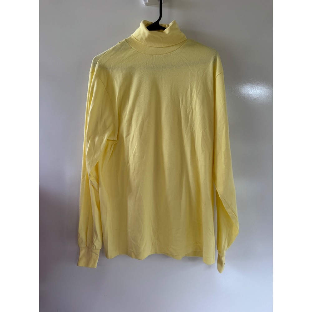 Vintage LL Bean Turtleneck Longsleeve Mens Large Yellow 100% Cotton USA 1743